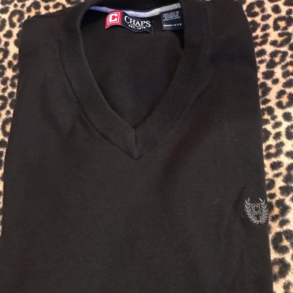 Chaps 3 XB Black V Neck Sweater Vest